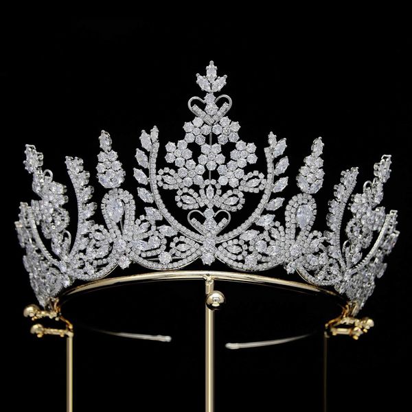 Zirkon Braut Tiara Hochzeit Haarschmuck Luxus Strass Krone