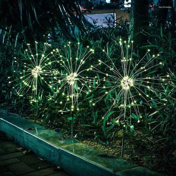 Luci solari a forma di fuochi d'artificio alimentate a corda da giardino impermeabile 90/120/150 luce esterna