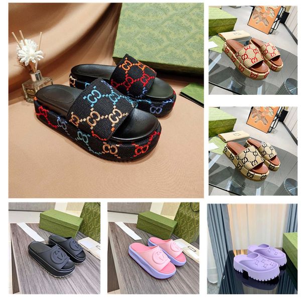 Neue Komfort mehrfarbige Hausschuhe Sandale Sliders Macaron dicker Boden rutschfester weicher Boden Mode G Hausschuh Frauen tragen Strand-Flip-Flops