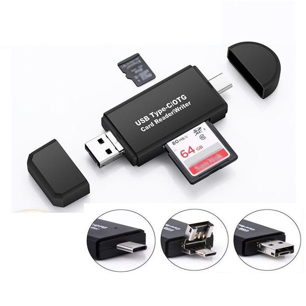 Speicherkartenleser Micro SD / TF-Leser 3-in-1 USB 2.0 Typ C Kartenleser OTG-Adapter für PC Laptop / Smartphone Tablet XBJK2105 Drop D Dhzeq