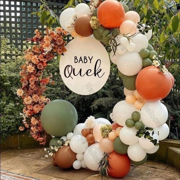 Autres fournitures de fête d'événement Kit de guirlande de ballons ronds vert sauge décoration de douche de bébé crème pêche orange fête d'anniversaire ballon arc décor de mariage 230628