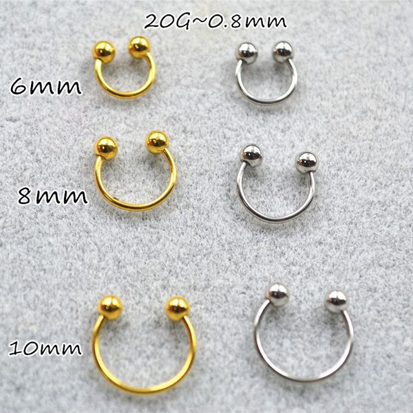 Anéis de botão de sino de umbigo LOT50pcs Jóias para corpo 20g 08mm Aço fino EarNose Lábio Labret Nariz Orelha Daith Helix Piercing CBR Ferraduras 230628