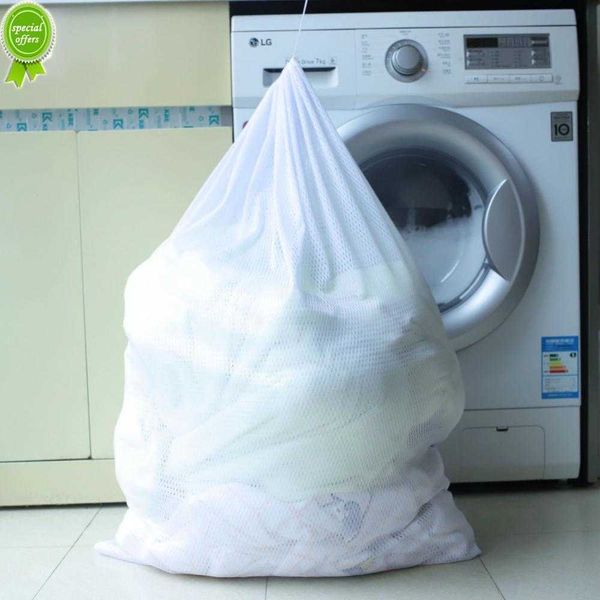 Grande bolsa de malha para lavar roupas com cordão organizador de malha rede suja sutiã meias roupa íntima armazenamento de sapatos máquina de lavar capa roupas