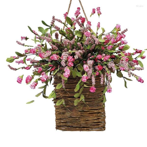 Dekoratif Çiçekler Ortanca Sepet Yapay Çiçek Duvar Asılı Tutucu Süslemeleri Için Çok Fonksiyonlu Çiçekçi Rattan Ekici