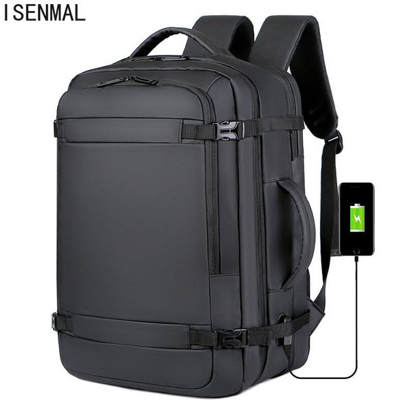 Mochila escolar 45L grande capacidade multifuncional extensível recarregável portátil mochila masculina à prova d'água Business Travel Computer 230629