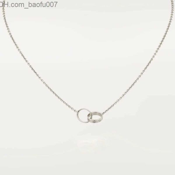 Colares com Pingente Novo Design Clássico Amuletos de Anel Duplo Pingente Amor Colar para Mulheres Meninas Aço Titânio 316L Jóias de Casamento Collares Collier Z230629