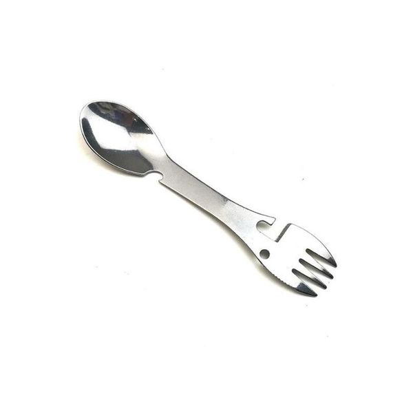 Forchette Stoviglie Cucchiaio Mti Tool Apriscatole Posate Bottiglia portatile Posate Mtitool Camp Utensil Fork Spork Acciaio inossidabile Picnic Dr Dhrki