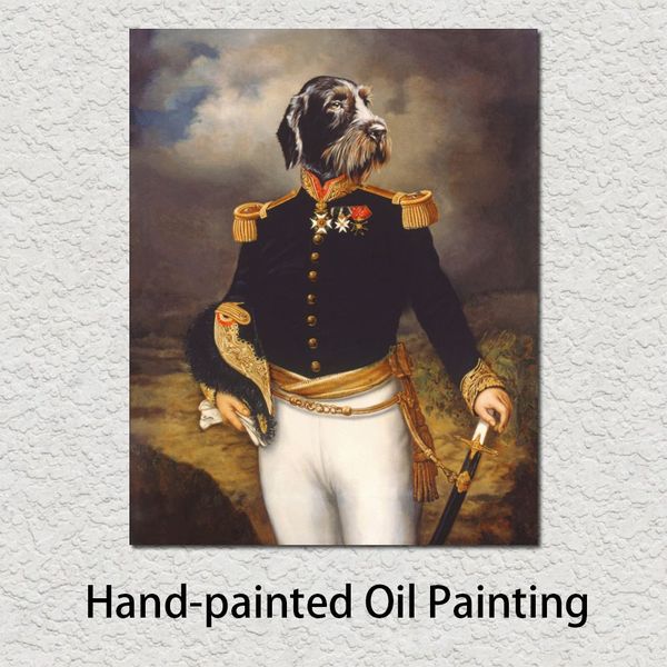 Retrato de cachorro pinturas a óleo vestido cerimonial reprodução em tela de alta qualidade pintados à mão para decoração de parede de casa nova