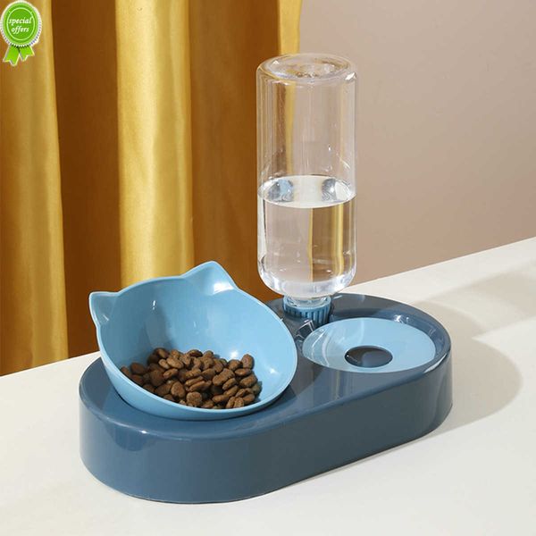 Новая миска для домашних животных двойного назначения, автоматическая кормушка для кошек, 2 в 1, специальная миска для кошек и собак, чтобы есть и пить миска для корма для собак