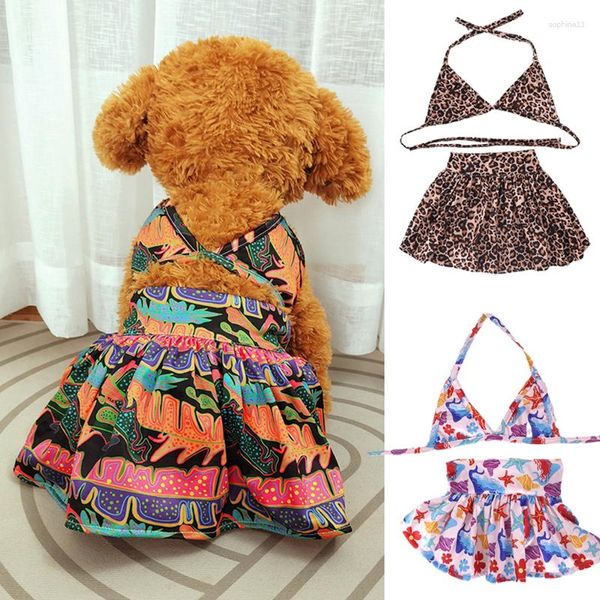 Hundebekleidung Sexy Bikini Badeanzug Sommer Haustier Kleidung für kleine Hunde Sling Unterwäsche Kilt Set Strandröcke Weibliche Kleidung