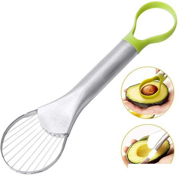 Utensili per frutta e verdura Avocado Affettatrice e snocciolatrice Strumento per grattugia 2 in 1 Accessori per la cucina con anima in acciaio inossidabile Kdjk2104 Drop D Dhq8G