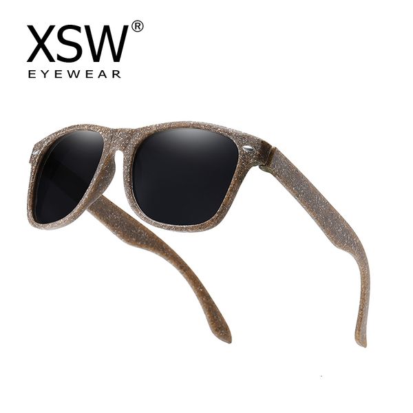 Óculos de Sol XSW Madeira Masculino Óculos de Sol Polarizado UV400 Café Material de Madeira Óculos de Sol para Mulheres Azul Verde Lente Feito à Mão Moda Marca Legal 230628