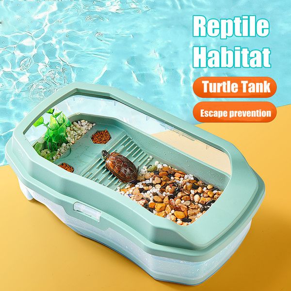 Forniture per rettili Taglia M Acquario per tartarughe Acquario Terrapin Lake con piattaforma Piante per rettile Habitat Tartaruga brasiliana Acqua tartaruga 230628