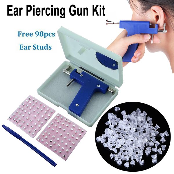 Navel Bell Button Rings Pro Ear Piercing Gun con 98pcs Studs Kit Tool Set Nose Body 230628