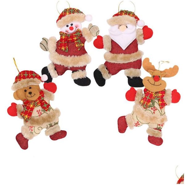 Weihnachtsdekorationen Plüsch Hängende Ornamente Santa Schneemann Rentier Bär Weihnachtsbaum Anhänger Urlaub Party Dekoration XBJK2109 Drop D DHRK0