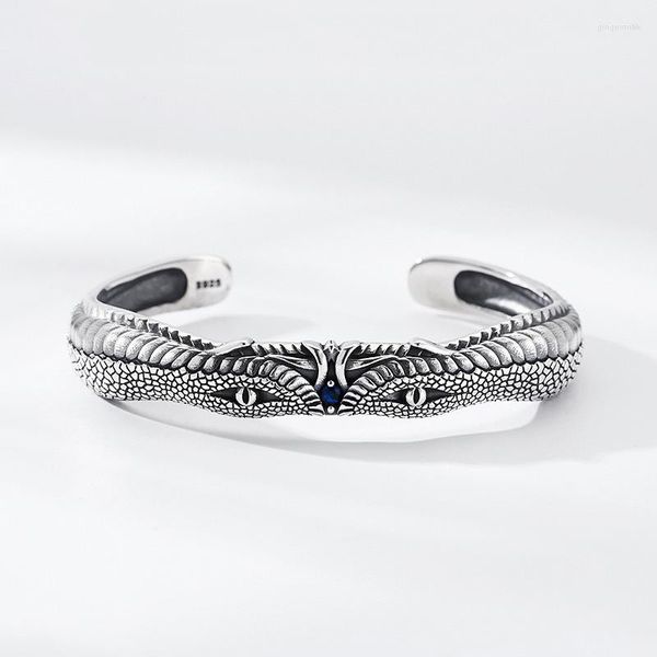 Bangle NY Taotie Bracciale da uomo con apertura regolabile Thai Silver Vintage Gioielli di moda personalizzati