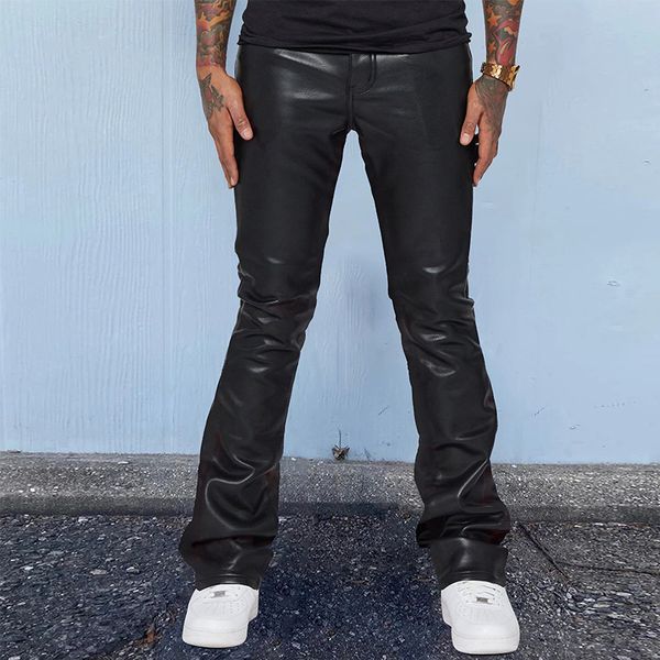 Männer Hosen Mode Männer PU Leder Hosen Vintage Slim Fit Gerade Hosen Frühling Herbst Casual Streetwear Skinny Lange Hose männlich 230628