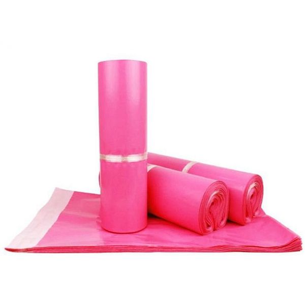 Sacos de correio rosa poly mailer saco plástico autoadesivo embalagem expressa envelope bolsa 100 pçs 1 lote atacado muitos tamanhos opcional dro dh5du