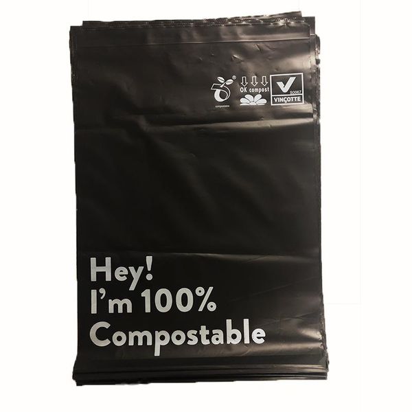 Envelopes 50 peças preto 100% biodegradável saco de correio roupas saco expresso eco sacos de embalagem mailer saco postal à prova dwaterproof água sacos selfseal