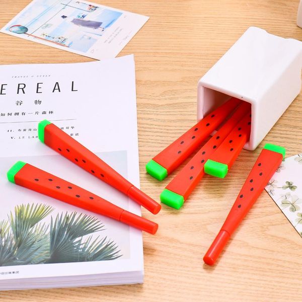 Penne 48pcs/lotto 0,38 mm Ink Black Creative Stationery Watermelon Gel Penna unisex Pen Office Scuola Funzione Gift Roller Roller Roller Penne