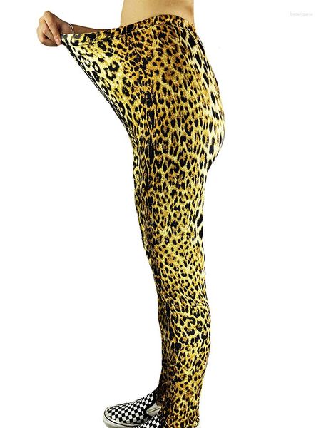 Leggings femininas YRRETY Clássico Estampado Leopardo Meia-calça de cintura alta Macio Elástico Calça Fitness Pushup Drop