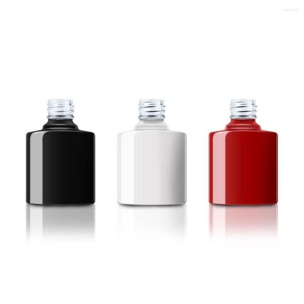 Garrafas de armazenamento 8ml vermelho preto branco unha gel polonês vazio recarregável cosmético Silcare óleo cola garrafa de vidro com pincel para arte