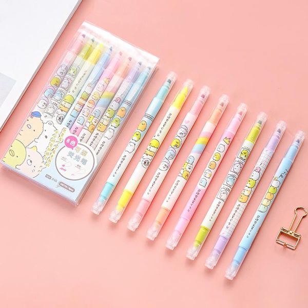 Stifte 40 teile/los Sumikko Gurashi Doppelkopf Löschbaren Textmarker Nette 8 farben Zeichnung Marker Stifte Büro Schule Schreibbedarf