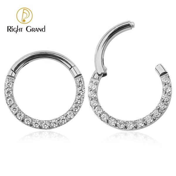 Ombligo Campana Anillos Derecho Gran ASTM 36 16G Zirconia Piedra preciosa Daith Oreja Nariz Clicker Anillo Piercing para el cuerpo Joyería 230628