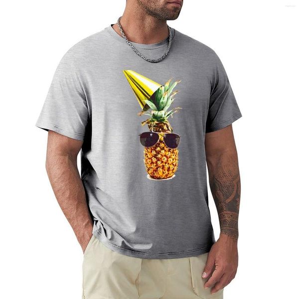Polo da uomo divertente ananas con occhiali da sole T-shirt anime magliette a maniche lunghe da uomo corto