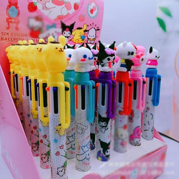 Canetas 36 PCs/lote kawaii gato cachorro 6 cores caneta de caneta fofa canetas escolar de canetas escritos escrevendo suprimentos de papelaria presente