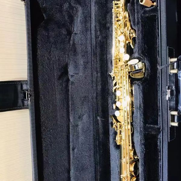 Sassofono soprano dritto S-W020 di alta qualità Strumento jazz in ottone laccato oro B-flat con custodia sax soprano