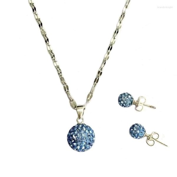 Collana Orecchini Set Test Cristallo austriaco Pave Disco Ball Orecchino Ciondolo Moda Charms Regali per le donne