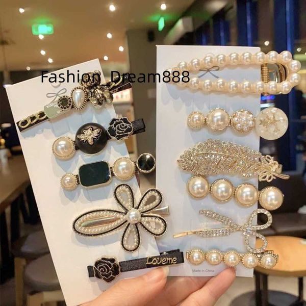 Fashion Luxury Metal Pearl Hairpin Set Flower Side Clip Accessori per capelli Fatti a mano Fairy Girl Pearl Hair Clips per le donne