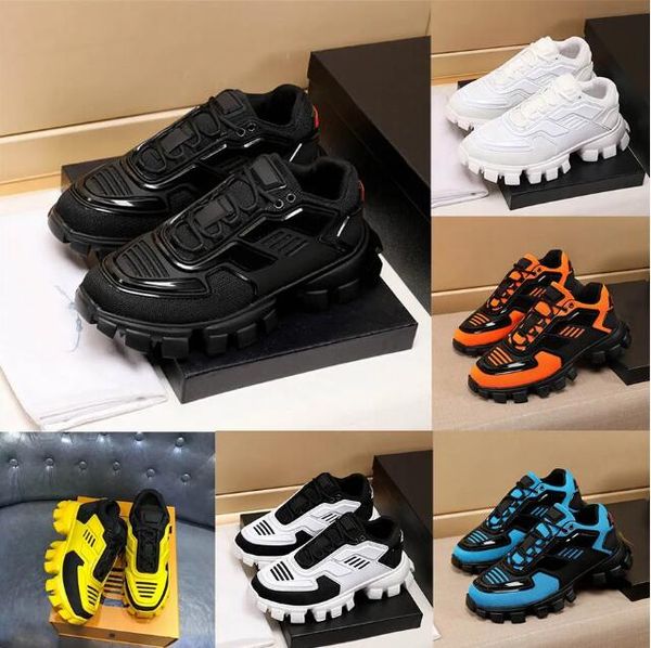 Sapatos casuais de designer de luxo tênis plataforma cano baixo 19FW sinfonia tênis preto e branco série cápsula sapatos noite P no peito nuvem Tênis Thunder