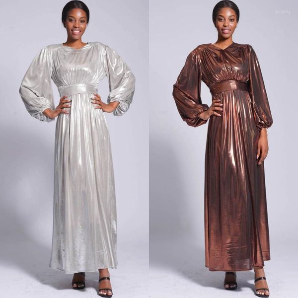 Vestir roupas étnicas para mulheres muçulmanas elegantes vestido Eid Robe Abaya Dubai Turquia Maxi vestidos de noite marroquinos Islã Árabe Kaftan brilhante