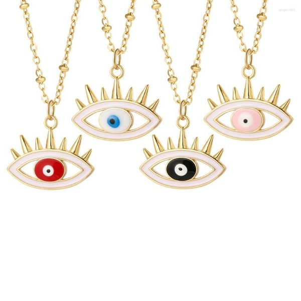 Anhänger Halsketten Trendy Boho Evil Blue Eye Halskette Für Frauen Edelstahl Schlüsselbein Kette Gute Glück Choker Mode Party Schmuck