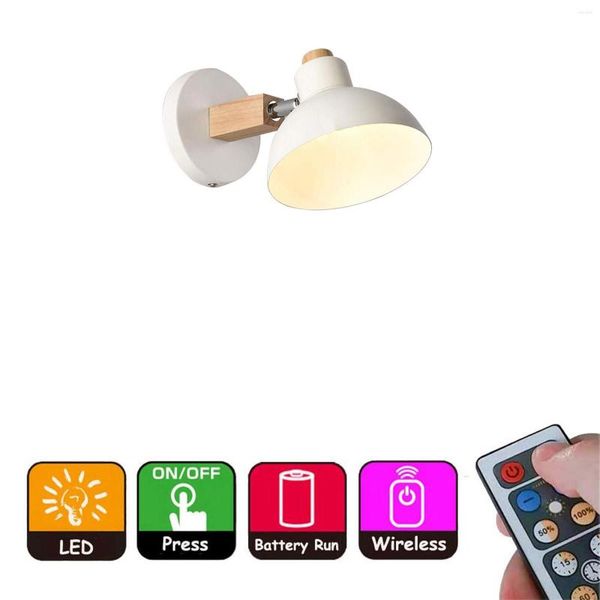 벽 램프 1Pcs 배터리 운영 Sconce 화이트 메탈 현대 전등 입구 로프트 계단에 대 한 Nightstand 원격 제어