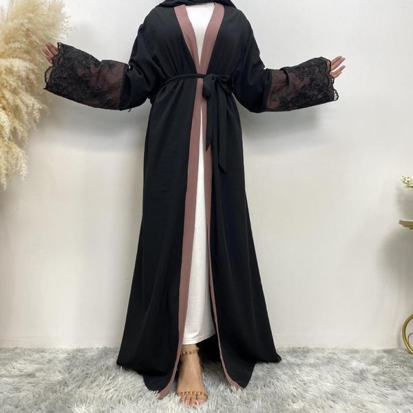 Ethnische Kleidung Eid Ramadan Offener Kimono Abaya Muslimische Kleider Damen Dubai Türkei Kaftan