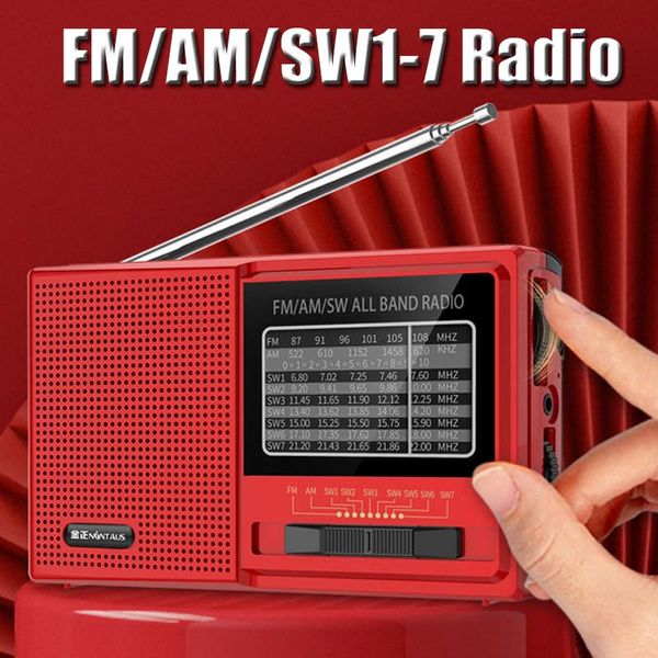 Hoparlörler Taşınabilir Tam Bant Radyo FM/AM/SW17 Radyo Alıcı Mini Hoparlör 3,5mm Jack Şarj Edilebilir Pil Noel Hediyeleri