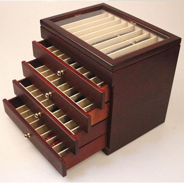 Penne Ash Wood Pen Box 5 strati Case di penna stilografica