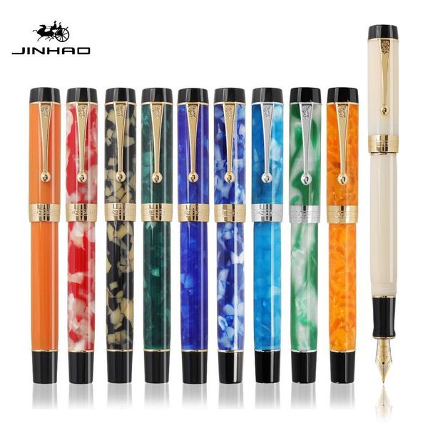 Pens Jinhao Century 100 Series Fountain Pen Multi Color Acrylic Barrel Fine Nib Gold Gold Business Office Signature School A6999