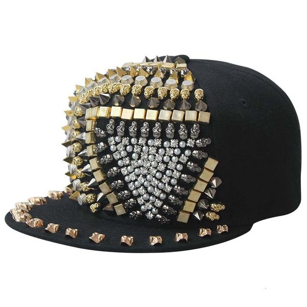 Bonés de bola GBCNYIER Hedgehog Punk Hiphop chapéu unissex Gold Spikes Spiky Studded Boné Top Street Dancing show Cool 230628