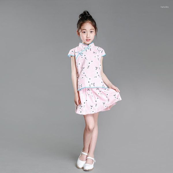 Ethnische Kleidung Mädchen Cheongsam Chinesischen Stil Sommer Kinder Set Kurzarm Kleidung Ancient Tang Baby