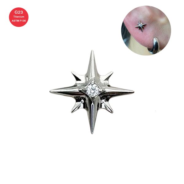 Anelli con bottone a campana per ombelico Piercing per uomo con estremità filettata interna Labret Orecchino con esagramma Orecchini con perno in zircone Gioielli per il corpo 230628