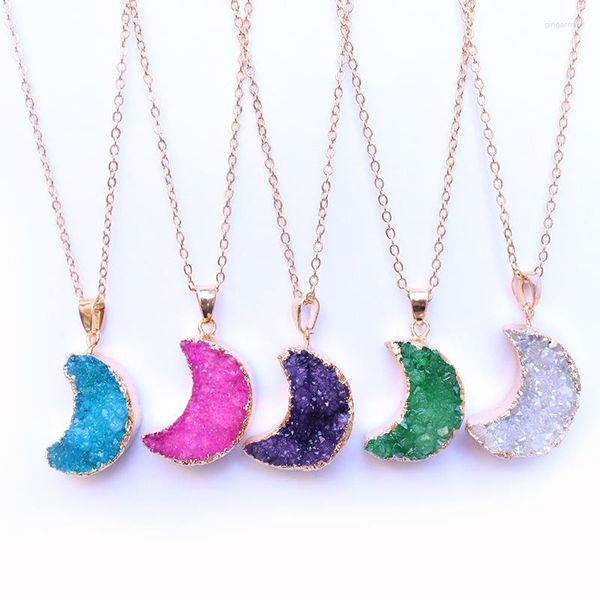 Ожерелья кулона разноцветные кристаллические луны с позолоченными краями ювелирные изделия моды