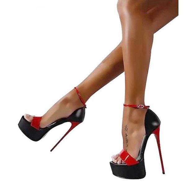 Sandalet Boyutu 34-46 Yaz Kadın Seksi Platformu Fetiş Stiletto Yüksek Topuklu Ayakkabılar Düğün Parti Toka Kayış Bayanlar Pompalar 230511