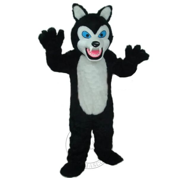 Traje super fofo de mascote de lobo preto, roupas de performance de carnaval, fantasia personalizada, fantasia de pelúcia