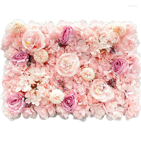 Flores decorativas de seda artificial flor rosa painéis de parede pano de fundo decoração para casa casamento chá de bebê festa de aniversário decoração de loja