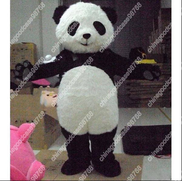 Nova fantasia de mascote de personagem adulto panda vestido de natal de halloween adereços de corpo inteiro roupa traje de mascote