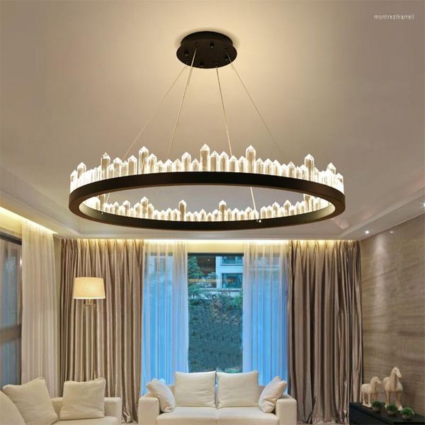 Pendelleuchten Moderne Kristallröhre LED-Leuchten Gold/Schwarz Metall Wohnzimmer Kronleuchter Licht Esszimmer Hängelampe